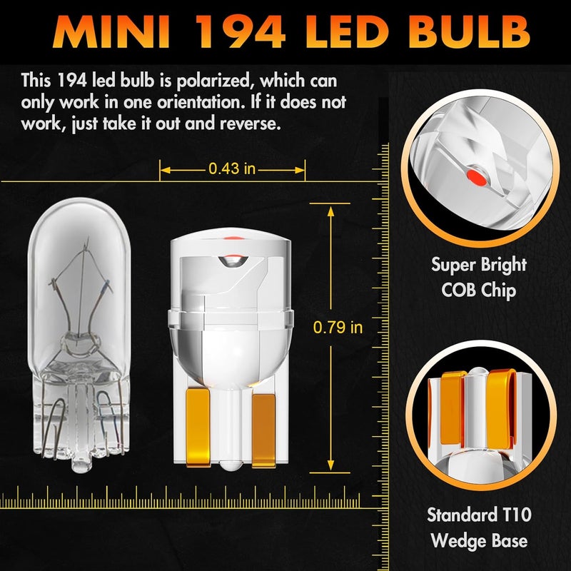 Alopee 30 Pack 194 Led Bulb Red Acrylic 168 Led DC 12V Interior Dome Lights for 194 168 T10 2825 W5W Car Reading Tail Door Light - Image 2